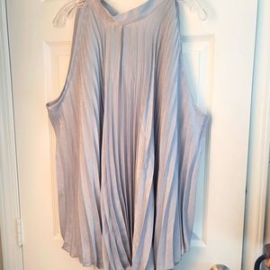 Ashley Stewart  Sleeveless Woman's Metallic Pleated Top 22/24W NWT